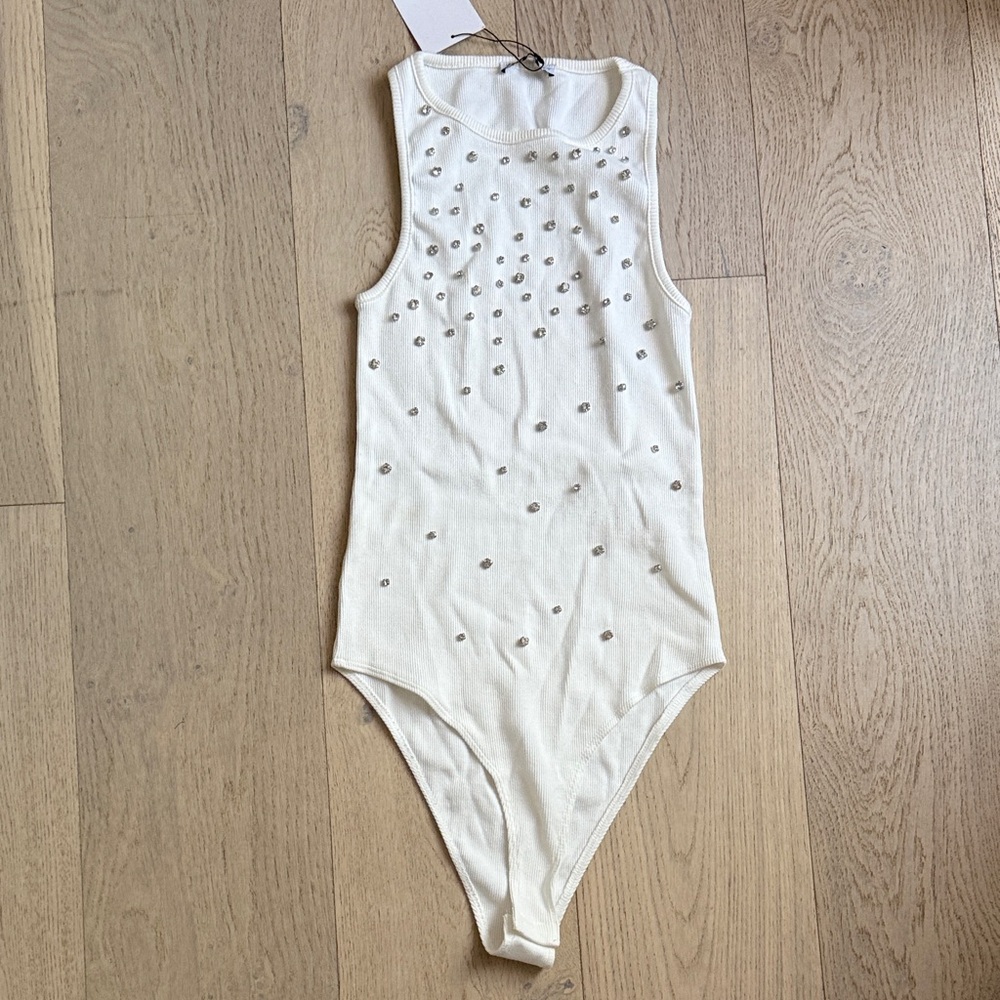Elegant Cream Bodysuit with Embellishments